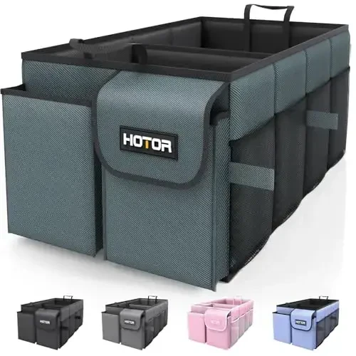 HOTOR Trunk Organizer for Car - Car Organizer, Foldable Trunk organizer for SUVs & Sedans, Sturdy Car Organization for Car Accessories, Tools, Sundries, Deep Teal, 2 Compartments, 21.3
