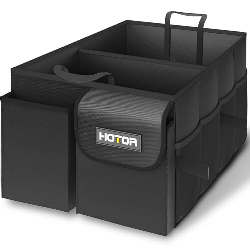 HOTOR Trunk Organizer for Car - Large-Capacity Car Organizer, Foldable Trunk organizer for SUVs & Sedans, Sturdy Car Organization for Car Accessories, Tools, Sundries, Black, 2 Compartments - 2