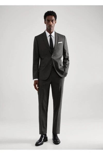 Houndstooth Wool Blazer Jacket - Slim Fit - MANGO MAN (1)