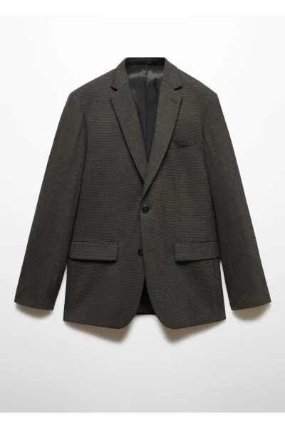 Houndstooth Wool Blazer Jacket - Slim Fit - 3