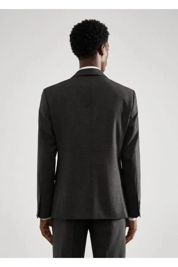 Houndstooth Wool Blazer Jacket - Slim Fit - 4