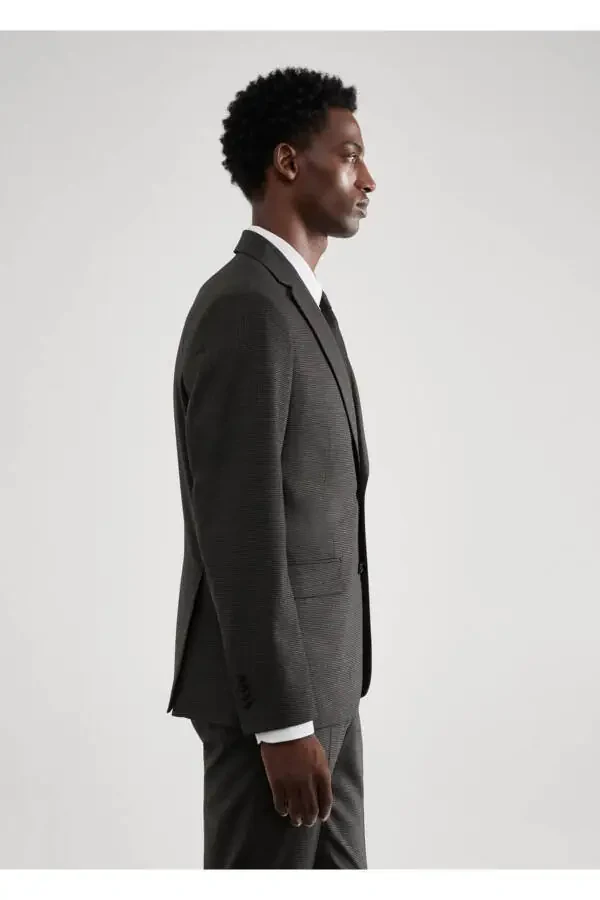 Houndstooth Wool Blazer Jacket - Slim Fit - 5