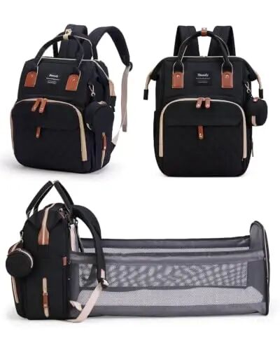 Houscly 25L Diaper Bag Backpack with Changing Station, Large Capacity | Multifunction baby bag, baby registry search, baby girl newborn essentials must haves, baby shower gifts, black - houscly