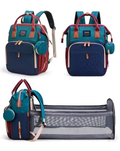 Houscly 25L Diaper Bag Backpack with Changing Station, Large Capacity | Multifunction baby bag, baby registry search, baby girl newborn essentials must haves, baby shower gifts, Multicolor - 1