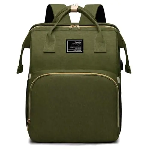 houscly Diaper Bag Backpack with Changing Station, 25L Large Capacity | Multifunction baby bag, baby registry search, baby girl newborn essentials must haves, baby shower gifts, Army Green - HOUSCLY