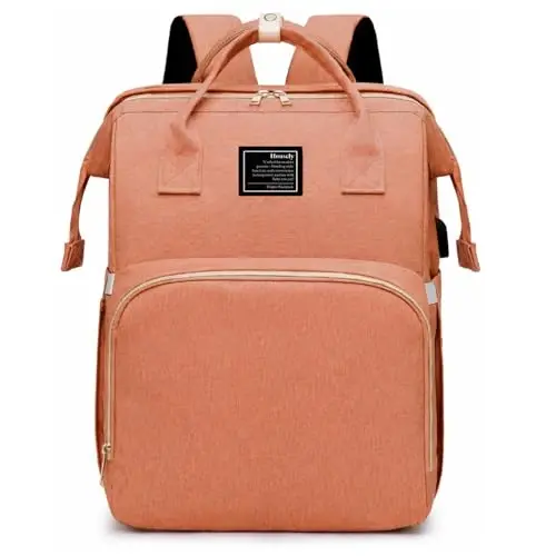 houscly Diaper Bag Backpack with Changing Station, 25L Large Capacity | Multifunction baby bag, baby registry search, baby girl newborn essentials must haves, baby shower gifts, Peach Pink - 1
