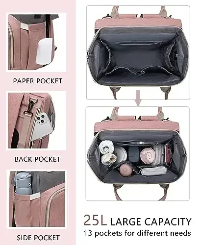 houscly Diaper Bags Backpack for Baby Boy: Large Baby Bag for Boys Girls Mom Toddler Women Men Dad Big Travel Newborn Essential Baby Registry Search Must Haves Grey - 3