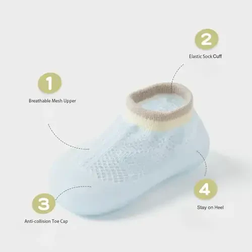 HOVELL Toddler 2 Pairs Anti-Skid Socks Shoes Baby Boys Girls Rubber Sole Indoor First Walking Slippers - 2