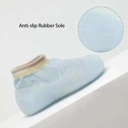 HOVELL Toddler 2 Pairs Anti-Skid Socks Shoes Baby Boys Girls Rubber Sole Indoor First Walking Slippers - 3