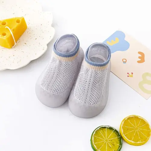HOVELL Toddler 2 Pairs Anti-Skid Socks Shoes Baby Boys Girls Rubber Sole Indoor First Walking Slippers - 7