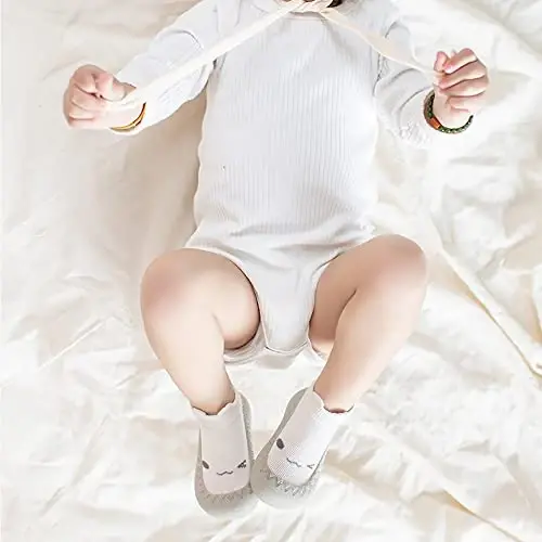 HOVELL Toddler 2 Pairs Anti-Skid Socks Shoes Baby Boys Girls Rubber Sole Indoor First Walking Slippers - 6