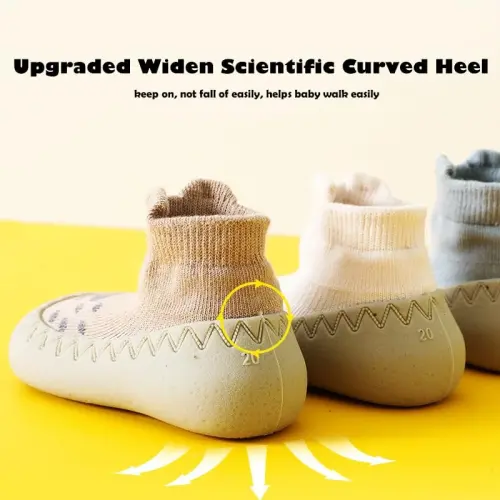 HOVELL Toddler 2 Pairs Anti-Skid Socks Shoes Baby Boys Girls Rubber Sole Indoor First Walking Slippers - 3