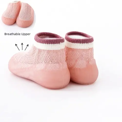 HOVELL Toddler 2 Pairs Anti-Skid Socks Shoes Baby Boys Girls Rubber Sole Indoor First Walking Slippers - 3