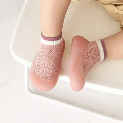 HOVELL Toddler 2 Pairs Anti-Skid Socks Shoes Baby Boys Girls Rubber Sole Indoor First Walking Slippers - 4