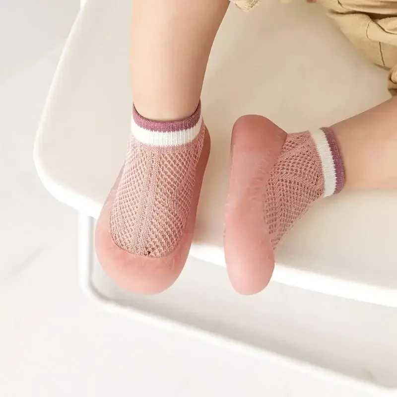 HOVELL Toddler 2 Pairs Anti-Skid Socks Shoes Baby Boys Girls Rubber Sole Indoor First Walking Slippers - 4