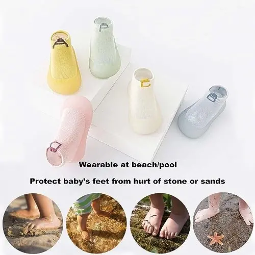 HOVELL Toddler 2 Pairs Anti-Skid Socks Shoes Baby Boys Girls Rubber Sole Indoor First Walking Slippers - 6