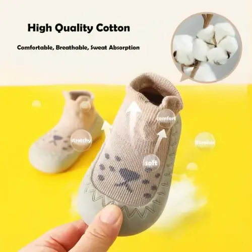 HOVELL Toddler 2 Pairs Anti-Skid Socks Shoes Baby Boys Girls Rubber Sole Indoor First Walking Slippers - HOVELL (1)