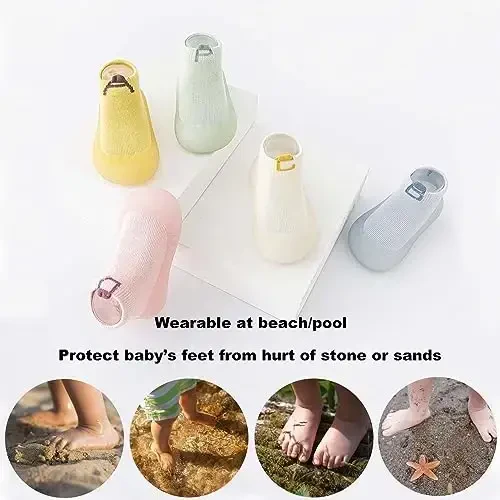HOVELL Toddler 2 Pairs Anti-Skid Socks Shoes Baby Boys Girls Rubber Sole Indoor First Walking Slippers - 6