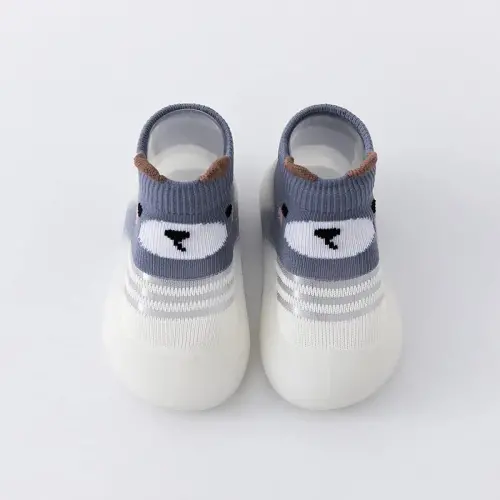 HOVELL Toddler 2 Pairs Anti-Skid Socks Shoes Baby Boys Girls Rubber Sole Indoor First Walking Slippers - 5