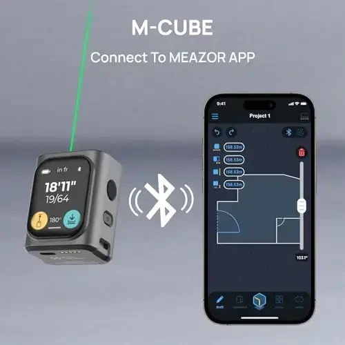 HOZO M-Cube Green-Beam lazer o'lchov asbobi, 164ft/50m, ±1/16 dyuym aniqlik, kichik o'lcham, tashqi makon uchun yuqori ko'rinadigan haqiqiy yashil nur, maydon/hajm/Pifagor, LCD displey, Bluetooth ilovasi, qayta zaryadlanuvchi - 6