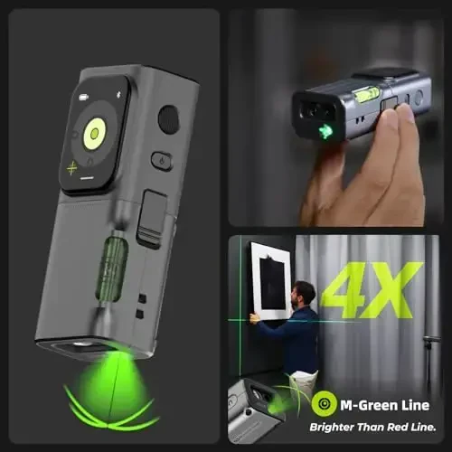 HOZO M-Cube Laser Measuring Tool Adaptor 03 Ikki tomonlama lazer+, 328ft/100m Modular Dual Laser masofa o'lchagich Bluetooth ilovasi va M-Green Cross Line bilan, Geodeziya, Qurilish, DIY loyihalari uchun ideal - 6