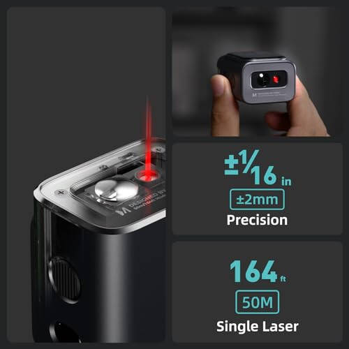 HOZO M-Cube Laser Measuring Tool,164ft/50m,±1/16 inch Accuracy,Rechargeable Modular Laser Measurement Tool for Area,Volume,Pythagorean,Big Number LCD Display | Bluetooth App,Small Laser Tape Measure - 10