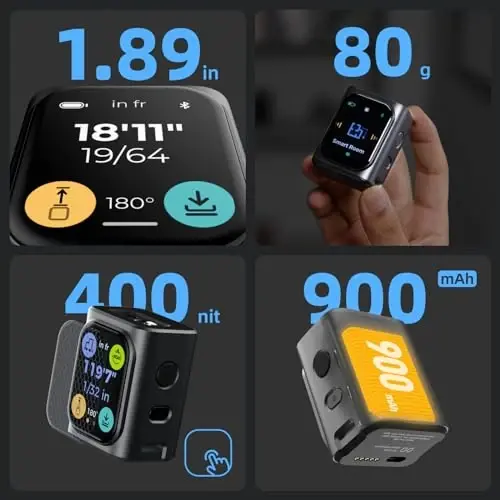 HOZO M-Cube Laser Measuring Tool,164ft/50m,±1/16 inch Accuracy,Rechargeable Modular Laser Measurement Tool for Area,Volume,Pythagorean,Big Number LCD Display | Bluetooth App,Small Laser Tape Measure - 3