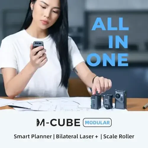 HOZO M-Cube Pro Laser Measuring Tool Combo: 4 Modules Build to Adapt, M-Tripod & M-Protection Case, Rechargeable Modular Laser Distance Meter with Bilateral Laser, Digital Scale Roller | Bluetooth App - 6