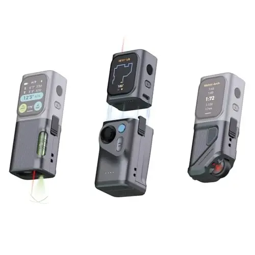 HOZO M-Cube Pro Laser Measuring Tool Combo: 4 Modules Build to Adapt, M-Tripod & M-Protection Case, Rechargeable Modular Laser Distance Meter with Bilateral Laser, Digital Scale Roller | Bluetooth App - 2