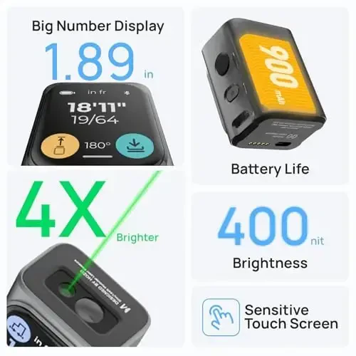 HOZO M-Cube Green-Beam Laser Measuring Tool, 164ft/50m, ±1/16 inch Accuracy, Small Size, High-Visibility Real Green Beam for Outdoor, Area/Volume/Pythagorean, LCD Display, Bluetooth App, Rechargeable - 4