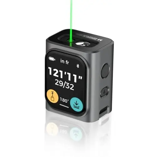 HOZO M-Cube Green-Beam Laser Measuring Tool, 164ft/50m, ±1/16 inch Accuracy, Small Size, High-Visibility Real Green Beam for Outdoor, Area/Volume/Pythagorean, LCD Display, Bluetooth App, Rechargeable - 1