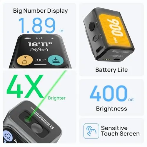 HOZO M-Cube Green-Beam Laser Measuring Tool, 164ft/50m, ±1/16 inch Accuracy, Small Size, High-Visibility Real Green Beam for Outdoor, Area/Volume/Pythagorean, LCD Display, Bluetooth App, Rechargeable - 4