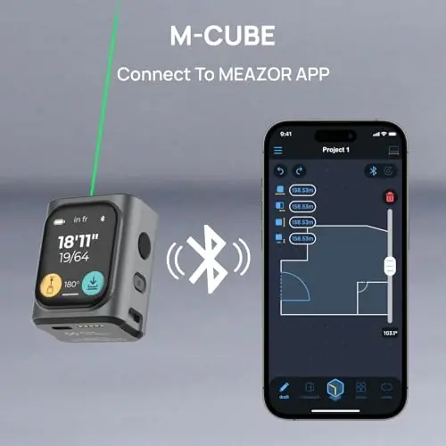 HOZO M-Cube Green-Beam Laser Measuring Tool, 164ft/50m, ±1/16 inch Accuracy, Small Size, High-Visibility Real Green Beam for Outdoor, Area/Volume/Pythagorean, LCD Display, Bluetooth App, Rechargeable - 6