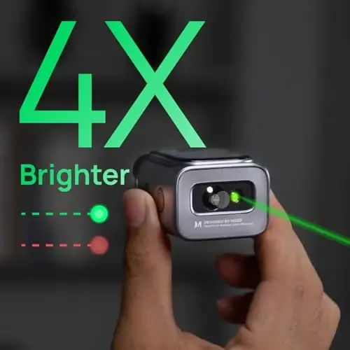 HOZO M-Cube Green-Beam Laser Measuring Tool, 164ft/50m, ±1/16 inch Accuracy, Small Size, High-Visibility Real Green Beam for Outdoor, Area/Volume/Pythagorean, LCD Display, Bluetooth App, Rechargeable - HOZO (1)