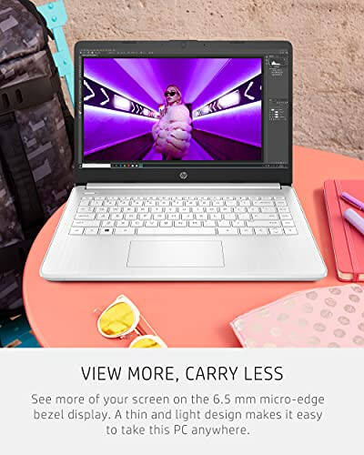 HP 14 Dizüstü Bilgisayar, Intel Celeron N4020, 4 GB RAM, 64 GB Depolama, 14 inç Mikro Kenarlı HD Ekran, Windows 11 Home, İnce ve Taşınabilir, 4K Grafikler, Bir Yıl Microsoft 365 (14-dq0040nr, Kar Tanesi Beyazı) - 8