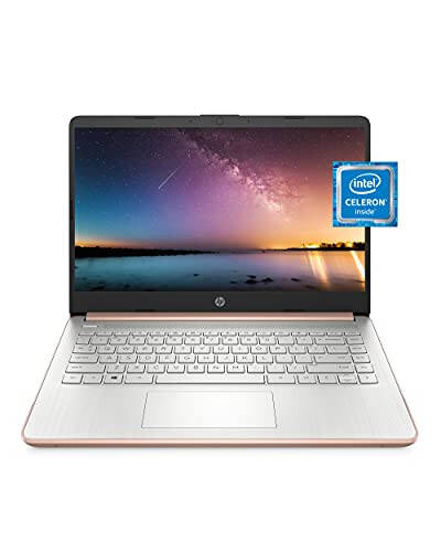 HP 14 Laptop, Intel Celeron N4020, 4 GB RAM, 64 GB Storage, 14-inch Micro-edge HD Display, Windows 11 Home, Thin & Portable, 4K Graphics, One Year of Microsoft 365 (14-dq0030nr, Pale Rose Gold) - 1