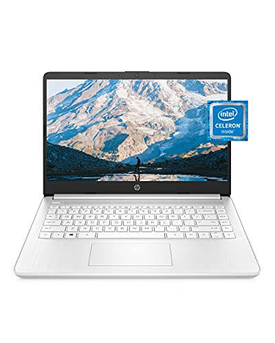 HP 14 Laptop, Intel Celeron N4020, 4 GB RAM, 64 GB Storage, 14-inch Micro-edge HD Display, Windows 11 Home, Thin & Portable, 4K Graphics, One Year of Microsoft 365 (14-dq0040nr, Snowflake White) - 1