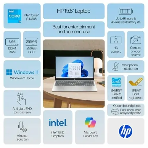 HP 15 AI-Powered Copilot Laptop, 15.6