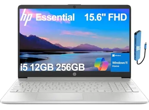 HP 15 inch Laptop, FHD Non-Touch Display, Intel Core i5, 12 GB RAM, 256GB PCIe SSD, Intel UHD Graphics, Windows 11 Home, Natural Silver, 15-dy2795wm - 1