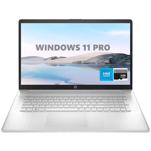 HP 17 Laptop, 17.3” HD+, Intel Quad Core i3-1125G4 Processor, 32GB RAM, 1TB SSD, Windows 11 Pro, Anti-Glare Display, Long Battery Life, Wi-Fi, Bluetooth, Webcam, HDMI, Alpacatec Accessories, Silver - 1