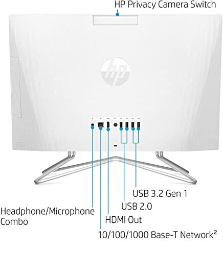 HP 2022 En Yeni All-in-One Masaüstü Bilgisayar, 21.5” FHD Ekran, Intel Celeron J4025 İşlemci, 16GB RAM, 512GB PCIe SSD, Web Kamerası, HDMI, RJ-45, Kablolu Klavye ve Fare, WiFi, Windows 11 Home, Beyaz - 6