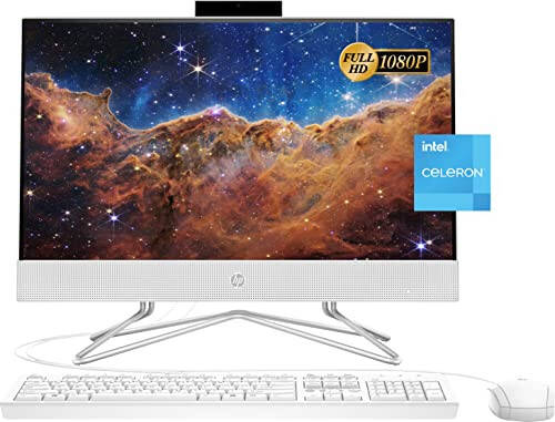 HP 2022 En Yeni Hepsi Bir Arada Masaüstü Bilgisayar, 21.5” FHD Ekran, Intel Celeron J4025 İşlemci, 8GB RAM, 256GB PCIe SSD, Web Kamerası, WiFi, HDMI, RJ-45, Kablolu Klavye ve Fare, Windows 11 Home, Beyaz - 1