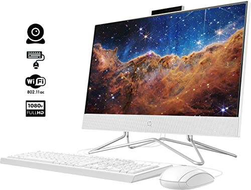 HP 2022 En Yeni Hepsi Bir Arada Masaüstü Bilgisayar, 21.5” FHD Ekran, Intel Celeron J4025 İşlemci, 8GB RAM, 256GB PCIe SSD, Web Kamerası, WiFi, HDMI, RJ-45, Kablolu Klavye ve Fare, Windows 11 Home, Beyaz - 4