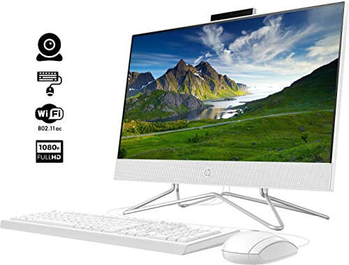 HP 2022 Самый Новый Моноблок, 21.5” FHD Дисплей, Процессор Intel Celeron J4025, 16 ГБ ОЗУ, 512 ГБ PCIe SSD, Веб-камера, HDMI, RJ-45, Проводная Клавиатура и Мышь, Wi-Fi, Windows 11 Home, Белый - 3