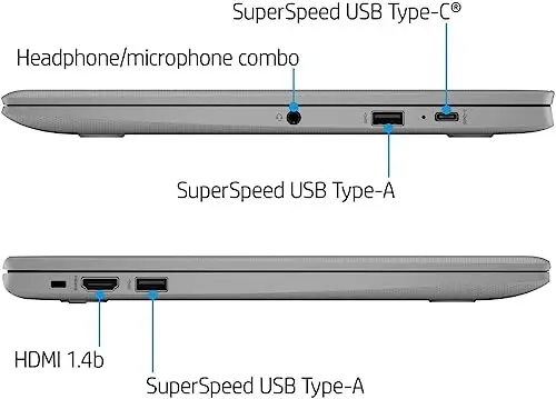 HP 2023 Chromebook noutbuki, 14 dyuymli displey, Intel Celeron N4120 protsessori, 4 GB RAM, 64 GB eMMC, Intel UHD Graphics 600, WiFi, Bluetooth, Chrome OS, zamonaviy kulrang - 6