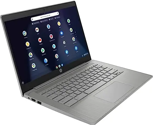 HP 2023 Chromebook noutbuki, 14 dyuymli displey, Intel Celeron N4120 protsessori, 4 GB RAM, 64 GB eMMC, Intel UHD Graphics 600, WiFi, Bluetooth, Chrome OS, zamonaviy kulrang - HP (1)