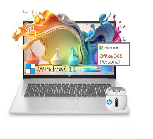 HP 2024 En Yeni 17 İnç Dizüstü Bilgisayar, 17.3” HD+ Dokunmatik Ekranlı Dizüstü Bilgisayar, Intel Pentium Silver N5030, 64GB DDR4 RAM, 2TB SSD, Windows 11, 1 Yıllık Office 365, Uzun Pil Ömrü, Web Kamerası, Wi-Fi, USB-C, Gümüş - 8