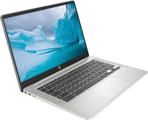 HP Chromebook Laptop • 14 dyuymli displey • Intel Celeron N4120 protsessori • 8GB RAM • 128GB eMMC • Intel UHD Graphics 600 • WiFi • Bluetooth • Orqa yoritgichli klaviatura • Chrome OS • Zamonaviy kulrang (Yangilangan) - HP (1)
