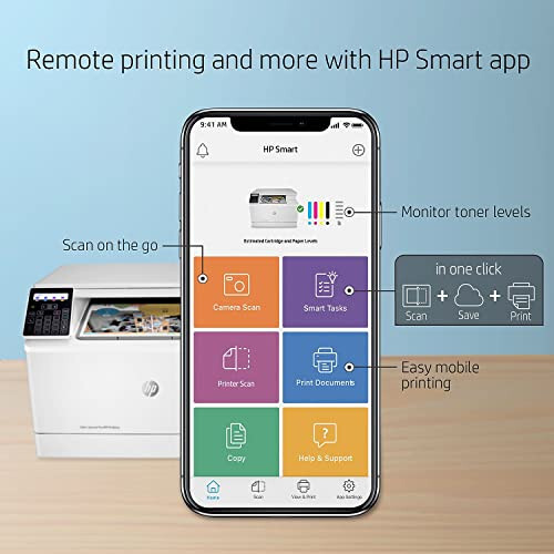 HP Color LaserJet Pro M182nw Simsiz Ko'p Funktsiyali Lazer Printer, Masofaviy Mobil Chop etish, Skanslash va Nusxalash, Alexa bilan Ishlaydi (7KW55A), Oq - 2