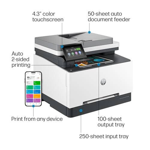 HP Color Laserjet Pro MFP 3301fdw Kablosuz Çok İşlevli Renkli Lazer Yazıcı, Ofis Yazıcısı, Tarayıcı, Fotokopi, Faks, ADF, Çift Taraflı Baskı, Ofis İçin En Uygun (499Q5F) - 5